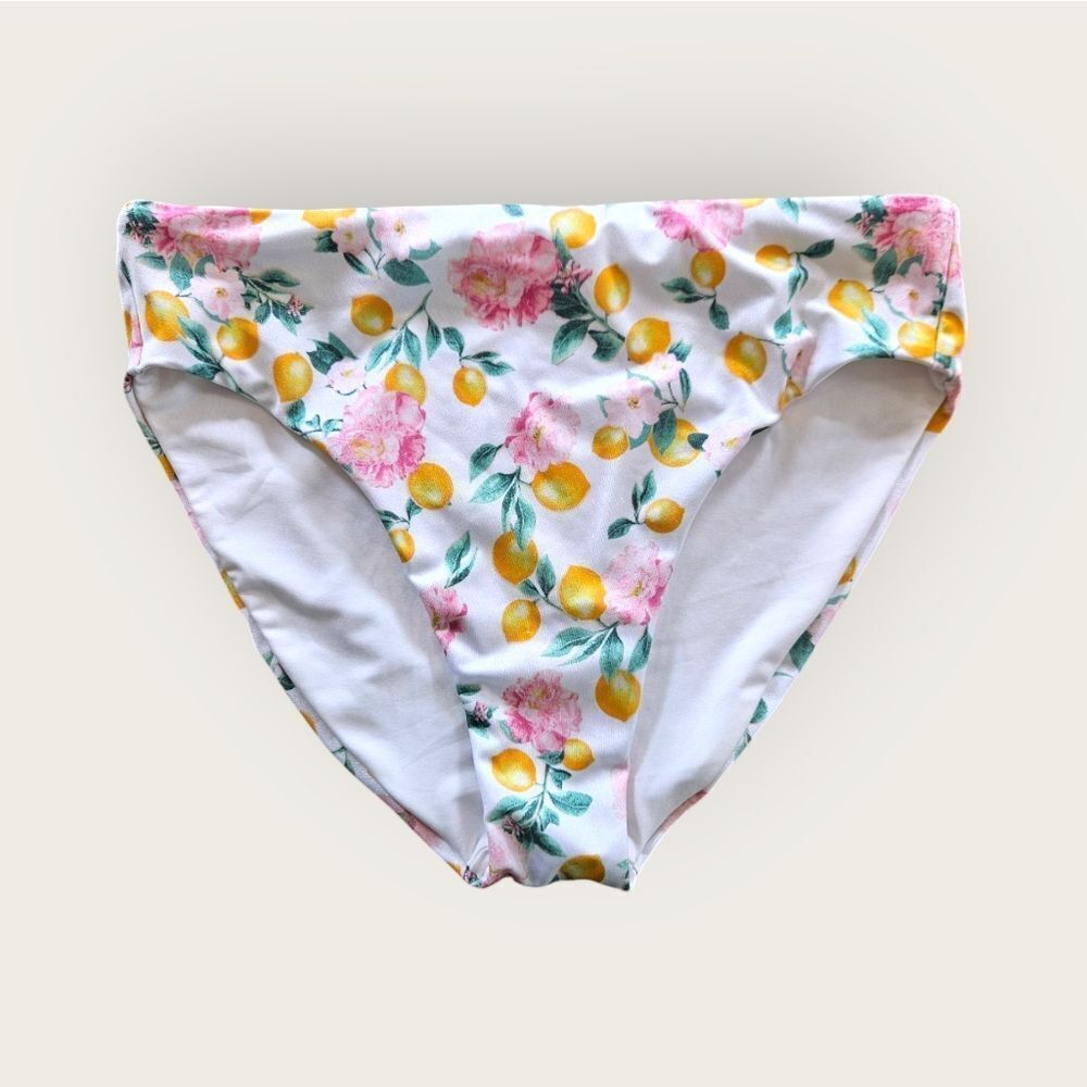 NWOT Victoria's Secret Floral Lemon Blossoms Tropical High Waist Bikini Bottom L